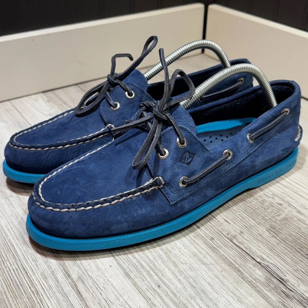Sperry Top Sider Royal Blue Suede‎ Boat Shoes Blue Soles 10 M